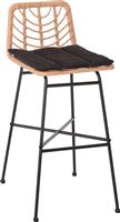 HomeMarkt Gerald Σκαμπό Μπαρ Εξωτερικού Χώρου Rattan με Μαξιλάρι Μαύρο-Μπεζ HM5706.11