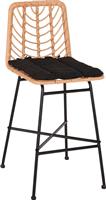 HomeMarkt Gerald Σκαμπό Μπαρ Εξωτερικού Χώρου Rattan με Μαξιλάρι Μαύρο-Μπεζ HM5707.11