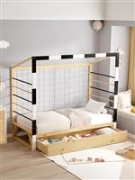 HomeMarkt Goalie Παιδικό Κρεβάτι Montessori Μονό με Αποθηκευτικό Χώρο Μπεζ για Στρώμα 90x190cm HM700