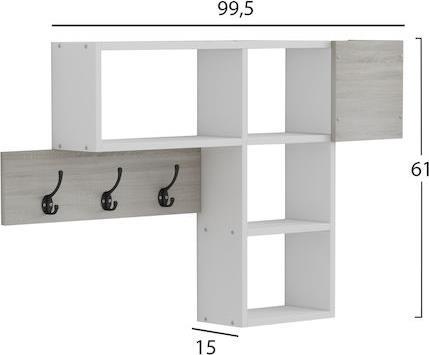 HomeMarkt Harlan Έπιπλο Εισόδου με Κρεμάστρα Λευκό 99.5x15x61cm HM8973.12