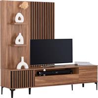 HomeMarkt Harry Σύνθετο Σαλονιού Φυσικό-Μαύρο Μ205.5xΒ40xΥ167.5cm HM18010.01
