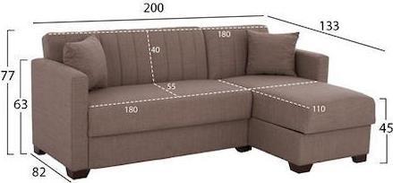 HomeMarkt HM3244.02 Γωνιακός Καναπές Κρεβάτι με Αναστρέψιμη Γωνία Καφέ 200x133cm