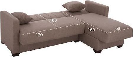 HomeMarkt HM3244.02 Γωνιακός Καναπές Κρεβάτι με Αναστρέψιμη Γωνία Καφέ 200x133cm