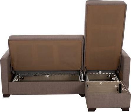 HomeMarkt HM3244.02 Γωνιακός Καναπές Κρεβάτι με Αναστρέψιμη Γωνία Καφέ 200x133cm