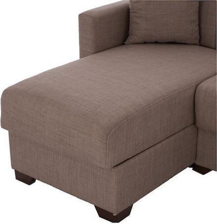 HomeMarkt HM3244.02 Γωνιακός Καναπές Κρεβάτι με Αναστρέψιμη Γωνία Καφέ 200x133cm