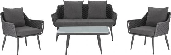 HomeMarkt HM5711 Σαλόνι Μεταλλικό Wicker Γκρι Σετ 4Τμx