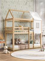 HomeMarkt Hood Παιδικό Κρεβάτι Κουκέτα Μονό Μπεζ για Στρώμα 90x190cm HM705.01