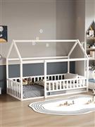 HomeMarkt Houser Παιδικό Κρεβάτι Montessori Μονό Λευκό για Στρώμα 90x190cm HM706.03