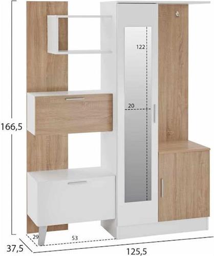 HomeMarkt Iliana με Καθρέπτη Λευκό-Sonoma 125.5x37.5x166.5cm HM2265