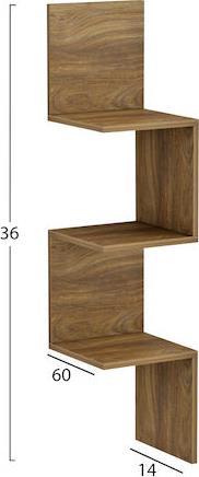 HomeMarkt Illusion Γωνιακό Ράφι Τοίχου Φυσικό 25x25x105.4cm HM8935.11