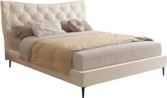 HomeMarkt Jill Κρεβάτι Υπέρδιπλο Επενδυμένο με Ύφασμα Μπεζ με Τάβλες για Στρώμα 160x200cm HM737.03