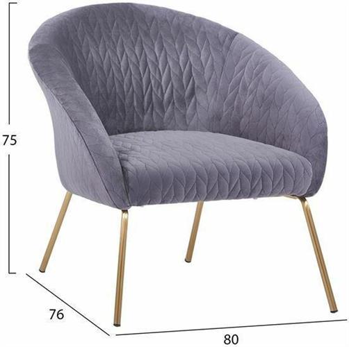 HomeMarkt Joyce Γκρι Βελουτέ 80x76x75cm HM8549.01