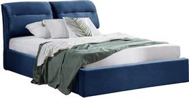 HomeMarkt Kendra Κρεβάτι Υπέρδιπλο Επενδυμένο με Ύφασμα Μπλε με Αποθηκευτικό Χώρο & Τάβλες για Στρώμα 160x200cm HM565.18