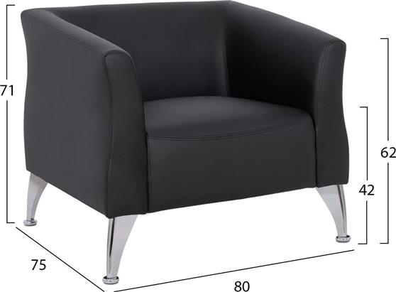HomeMarkt Kiana Πολυθρόνα από Δερματίνη Μαύρη 80x75x71cm HM3122.11
