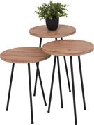 HomeMarkt Kissa Στρογγυλό Βοηθητικό Τραπεζάκι Ξύλινο Φυσικό-Μαύρο Σετ 3τμχ Μ33xΠ33xΥ53cm HM18174.04
