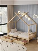 HomeMarkt Klarice Παιδικό Κρεβάτι Montessori Μονό με Αποθηκευτικό Χώρο Μπεζ για Στρώμα 90x190cm HM680.01