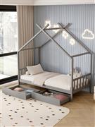 HomeMarkt Klarice Παιδικό Κρεβάτι Montessori Μονό με Αποθηκευτικό Χώρο Γκρι για Στρώμα 90x190cm HM680.05