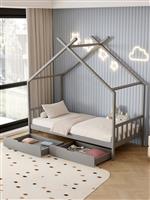 HomeMarkt Klarice Παιδικό Κρεβάτι Montessori Μονό με Αποθηκευτικό Χώρο Γκρι για Στρώμα 90x190cm HM680.05