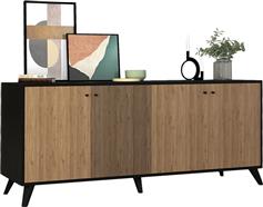 HomeMarkt Kruden Μπουφές Ξύλινος Μαύρο-Φυσικό 180x40x78.6cm HM9446.11
