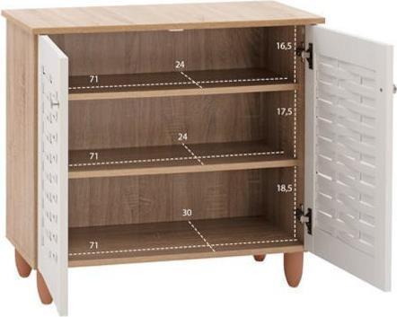 HomeMarkt Ξύλινη Παπουτσοθήκη με 3 Ράφια Sonama Λευκή 77x34x67.5cm HM2208.06