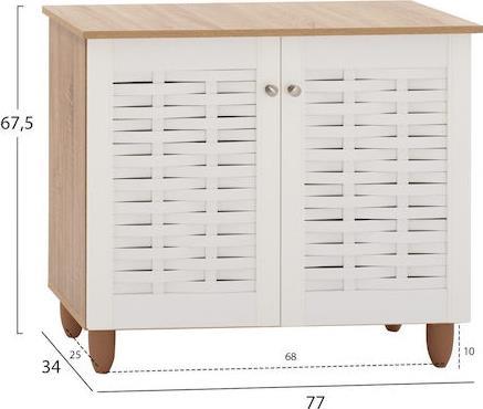 HomeMarkt Ξύλινη Παπουτσοθήκη με 3 Ράφια Sonama Λευκή 77x34x67.5cm HM2208.06