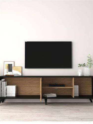 HomeMarkt Ξύλινο Έπιπλο Τηλεόρασης Καρυδί-Μαύρο Μ180xΠ40xΥ51cm HM9445.01