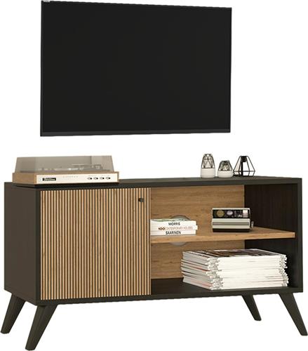 HomeMarkt Ξύλινο Έπιπλο Τηλεόρασης Μαύρο-Φυσικό Μ100xΠ40xΥ51cm HM9443.01