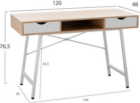 HomeMarkt Ξύλινο με Μεταλλικό Ματ Σκελετό Sonoma-Λευκό 120x48x76.5cm HM2128.01