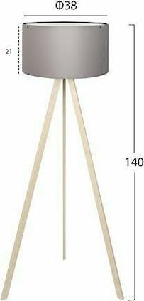 HomeMarkt Ξύλινο με Ύφασμα Φυσικό-Σκούρο Γκρι Φ38x140cm HM7578.07