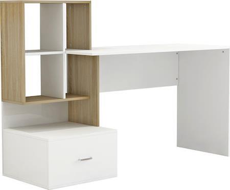 HomeMarkt Syndya Γραφείο Ξύλινο Sonoma-Λευκό 149x48x105cm HM8993.02