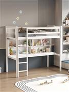 HomeMarkt Libro Παιδικό Κρεβάτι Μονό με Γραφείο Λευκό για Στρώμα 90x190cm HM708.03