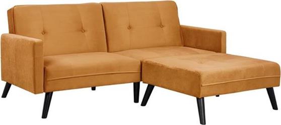 HomeMarkt Livia Γωνιακός Καναπές Κρεβάτι με Αναστρέψιμη Γωνία Βελούδινος Χρυσό 211x158cm HM3151.09