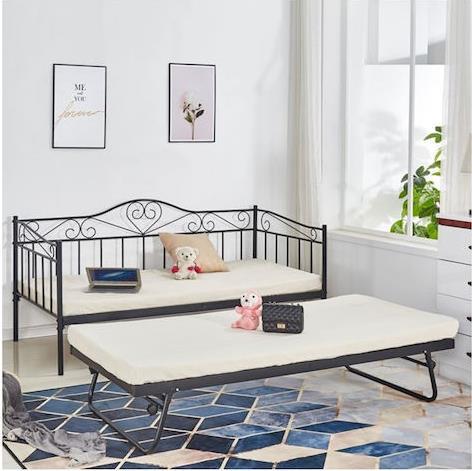 HomeMarkt Maeko Μεταλλικό Μαύρο Μονό με Επεκτεινόμενο Κρεβάτι 190x90cm HM571.01