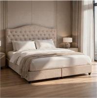 HomeMarkt Malena Κρεβάτι Διπλό Επενδυμένο με Ύφασμα Μπεζ για Στρώμα 150x200cm HM638.32