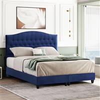 HomeMarkt Malena Κρεβάτι Διπλό Επενδυμένο με Ύφασμα Μπλε με Τάβλες 150x200cm HM638.05