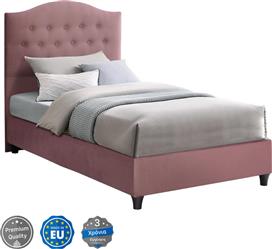 HomeMarkt Malena Κρεβάτι Μονό Επενδυμένο με Ύφασμα Σάπιο Μήλο με Τάβλες 90x200cm HM651.12