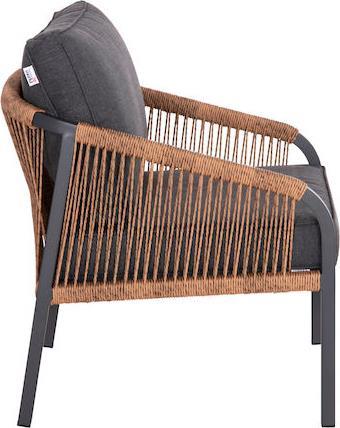 HomeMarkt Maybel Πολυθρόνα Εξωτερικού Χώρου Αλουμινίου Ανθρακί-Καφέ με Μαξιλάρι 67x74x72cm HM6283.01