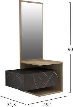 HomeMarkt Meara Έπιπλο Εισόδου με Καθρέπτη Μελαμίνη Black Marble 49.1x31.3x90cm HM8984.13
