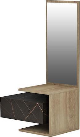 HomeMarkt Meara Έπιπλο Εισόδου με Καθρέπτη Μελαμίνη Black Marble 49.1x31.3x90cm HM8984.13