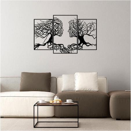 HomeMarkt Μεταλλικό Μαύρο Δένδρο με Ανθρώπινα Πρόσωπα 116x71cm HM7211