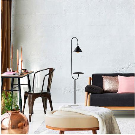 HomeMarkt Μεταλλικό Μαύρο με Βοηθητικό Τραπεζάκι Φ18x155cm HM7340