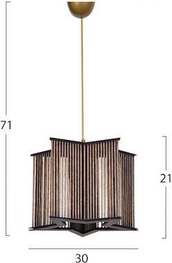 HomeMarkt Μεταλλικό με Bamboo Μαύρο-Φυσικό 30x71cm HM7485