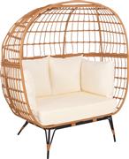 HomeMarkt Miami Διθέσιος Καναπές Εξωτερικού Χώρου Rattan με Μαξιλάρια 132.5x90x154cm HM5870.11