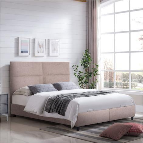 HomeMarkt Milo Κρεβάτι Διπλό Επενδυμένο με Ύφασμα Μπεζ με Αποθηκευτικό Χώρο για Στρώμα 140x200cm HM738.22