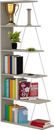 HomeMarkt Mini Tars Βιβλιοθήκη Sonoma-Λευκή 65x22x146cm HM2241.11