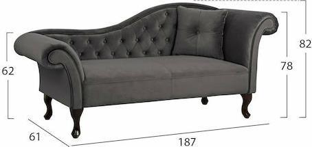 HomeMarkt Niovi T.Chesterfield Velvet Δεξί Μπράστο Γκρι 189x61x84cm HM3008.10