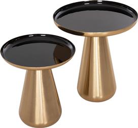 HomeMarkt Oluf Στρογγυλό Βοηθητικό Τραπεζάκι Μεταλλικό Χρυσό-Μαύρο Σετ 2τμχ Μ50xΠ50xΥ56cm HM9921