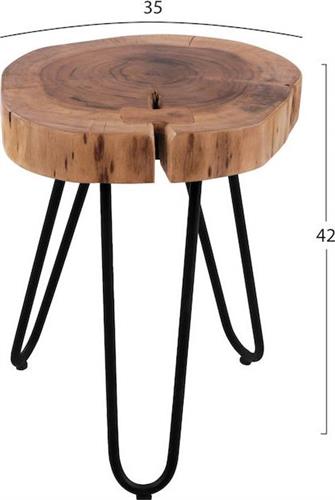 HomeMarkt Oslo Στρογγυλό Βοηθητικό Τραπεζάκι από Μασίφ Ξύλο Φυσικό 35x35x42cm HM8209.11