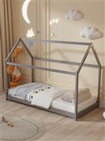HomeMarkt Pepe Παιδικό Κρεβάτι Montessori Μονό για Στρώμα Γκρι 90x190cm HM677.05
