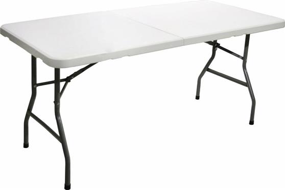 HomeMarkt Πλαστικό Τραπέζι Catering Εξωτερικού Χώρου Πτυσσόμενο με Μεταλλικό Σκελετό Λευκό 152x70x74cm